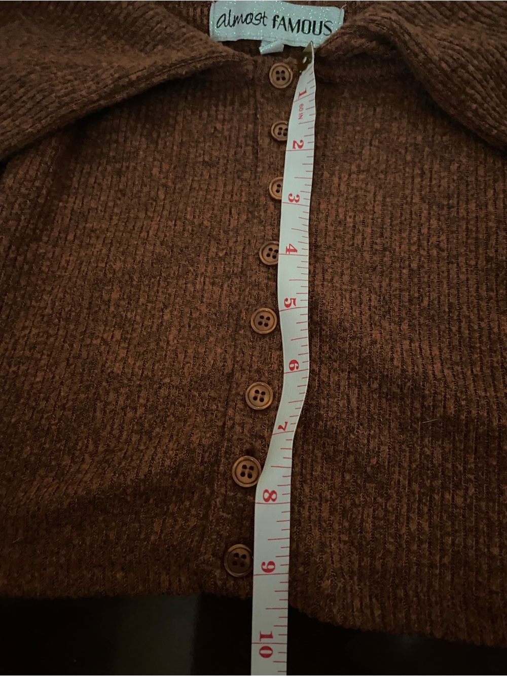 Almost Famous Ribbed Knit Button-Front Top in Rust Matching Set! - Picture 7 of 8